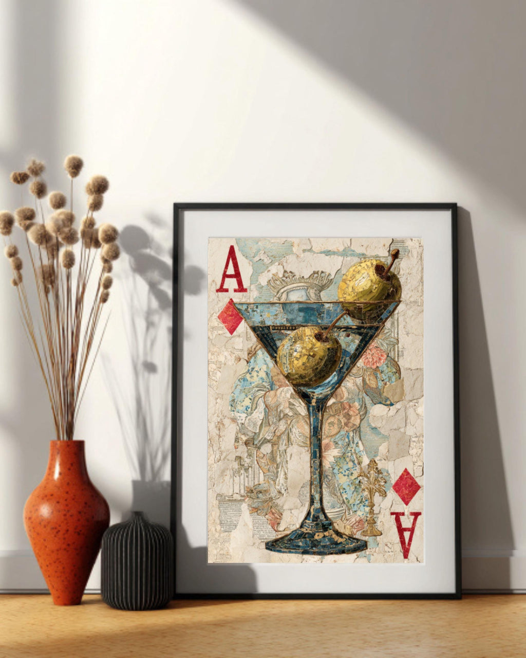 Ace Card Martini Olive Art | Modern Bar