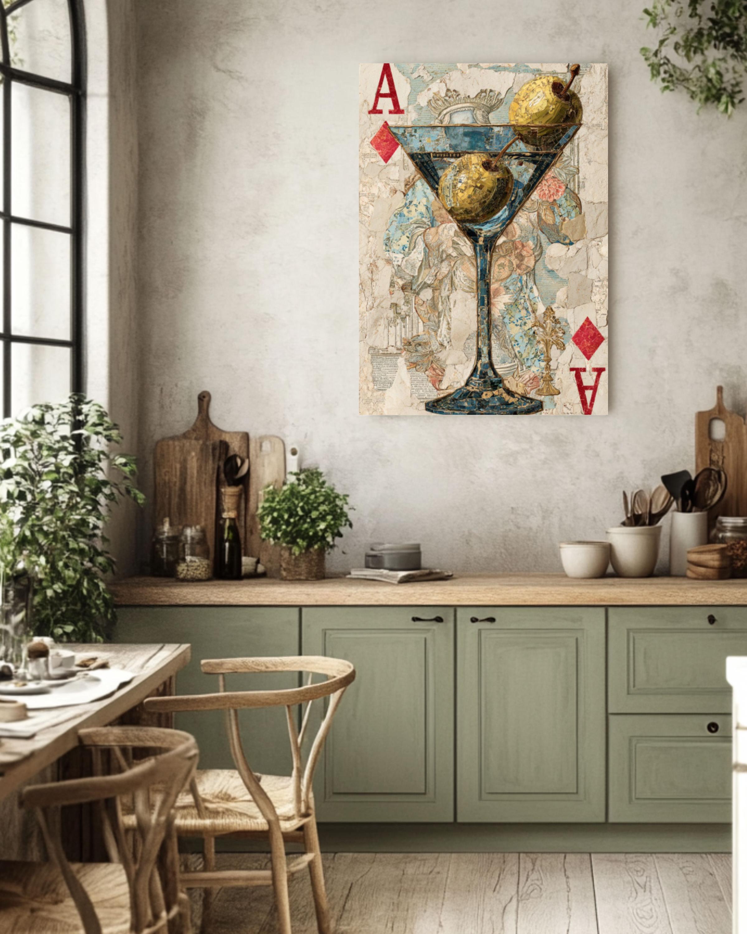 Ace Card Martini Olive Art | Modern Bar