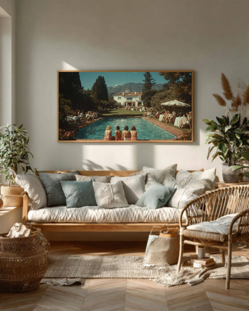 Luxury Villa Poolside Print â€“ Summer Vibes, Cinematic Art Canvas Wall Art Print – Premium Home Decor