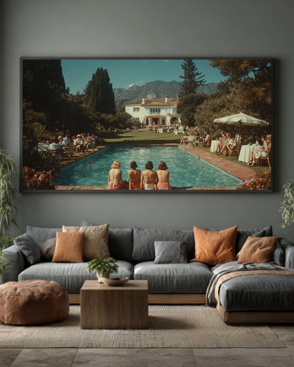 Luxury Villa Poolside Print â€“ Summer Vibes, Cinematic Art Canvas Wall Art Print – Premium Home Decor
