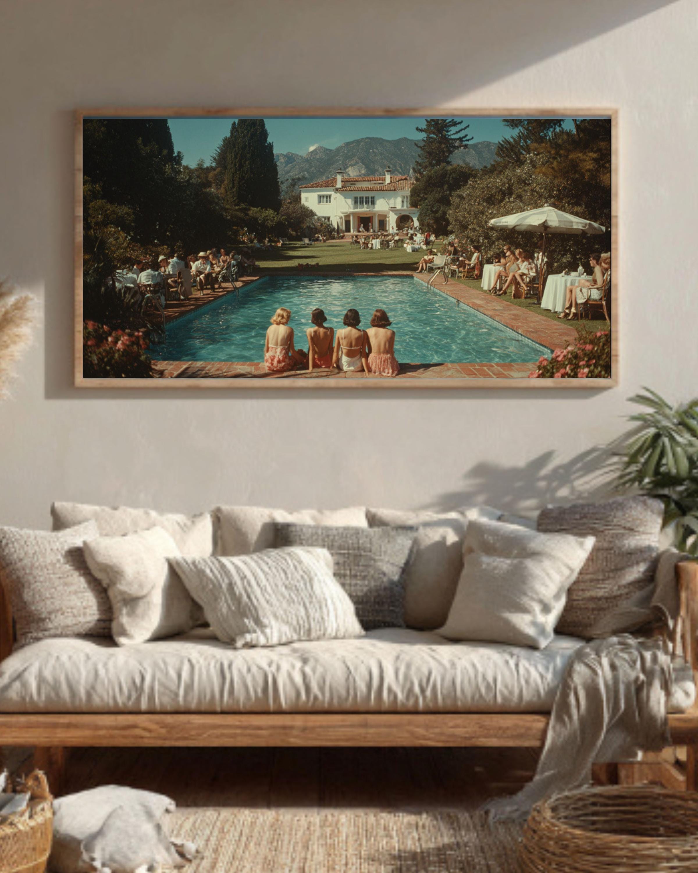 Luxury Villa Poolside Print â€“ Summer Vibes, Cinematic Art Canvas Wall Art Print – Premium Home Decor