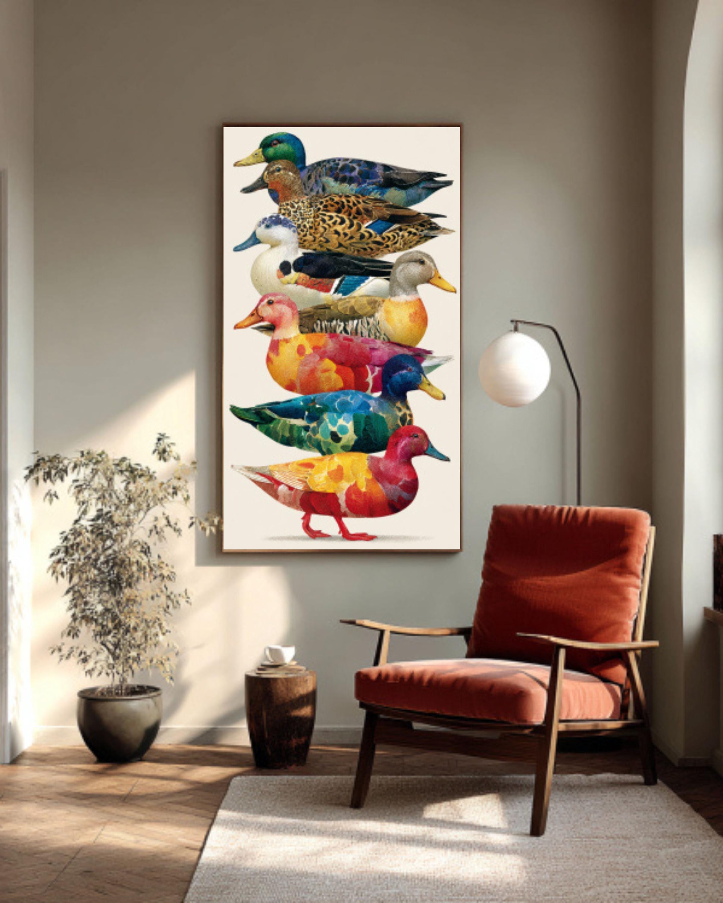 Colorful Duck Collage Art Print â€“ Modern Matisse Hockney Style Canvas Wall Art Print – Premium Home Decor