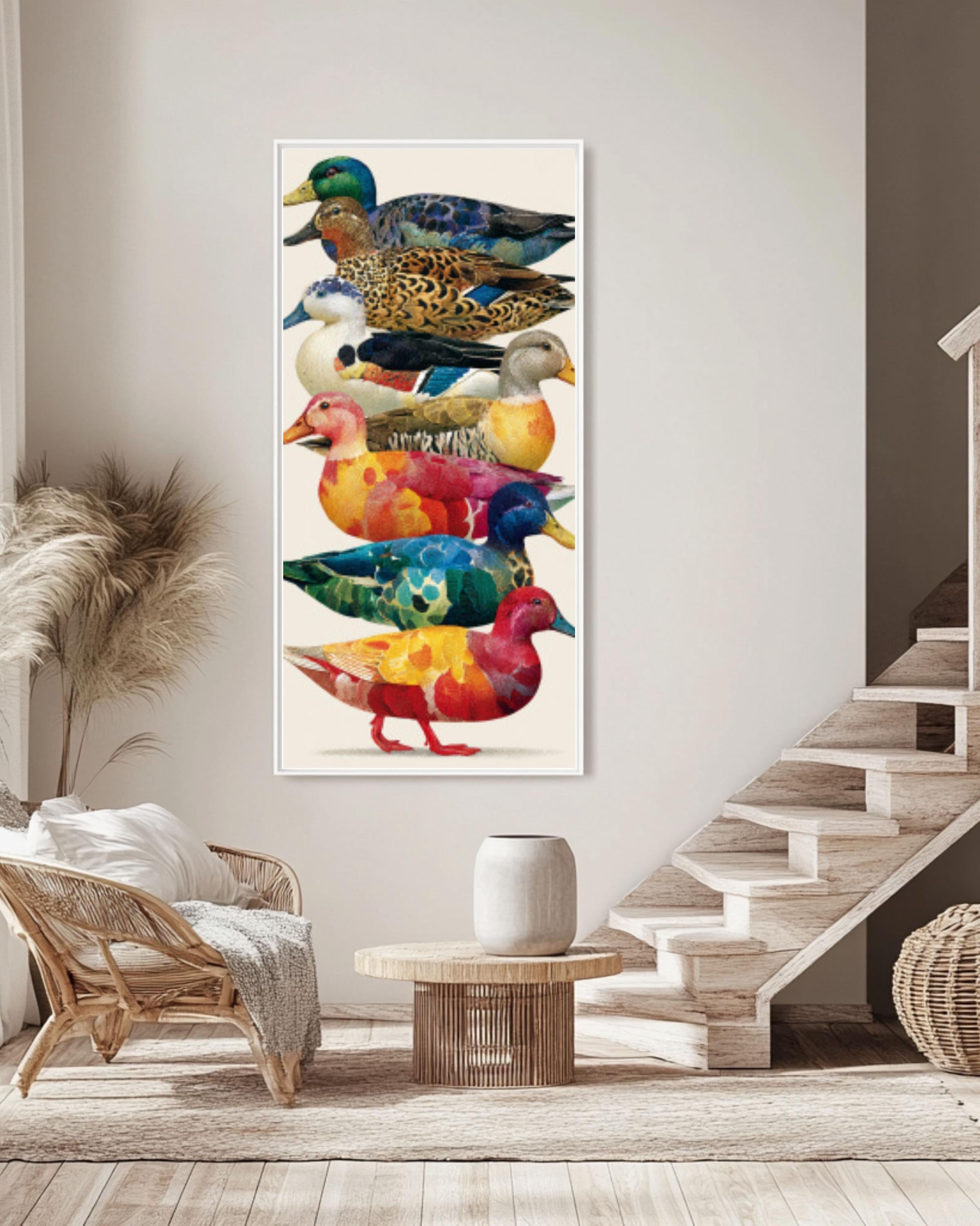Colorful Duck Collage Art Print â€“ Modern Matisse Hockney Style Canvas Wall Art Print – Premium Home Decor