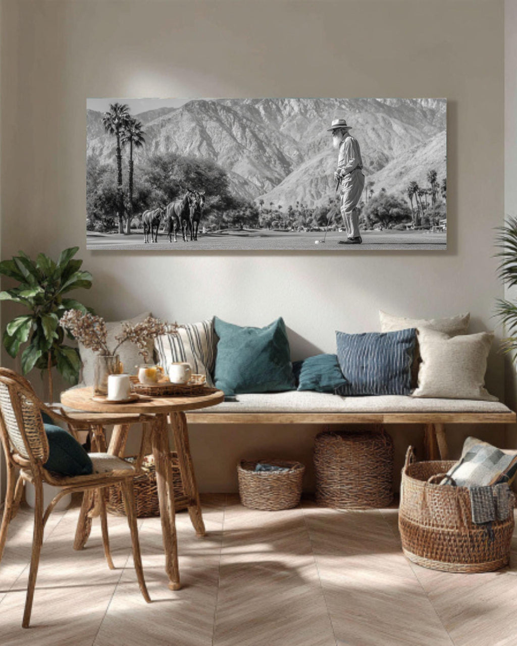 John Muir Golfing in Palm Springs Canvas Print â€“ Vintage Western Photo Canvas Wall Art Print – Premium Home Decor